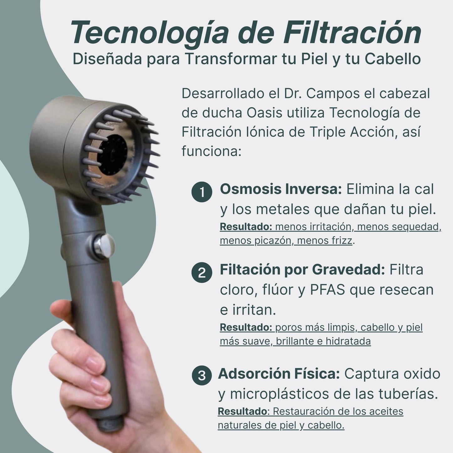 CABEZAL DE DUCHA DE ALTA PRESIÓN CON FILTRO PURIFICADOR - Ziora
