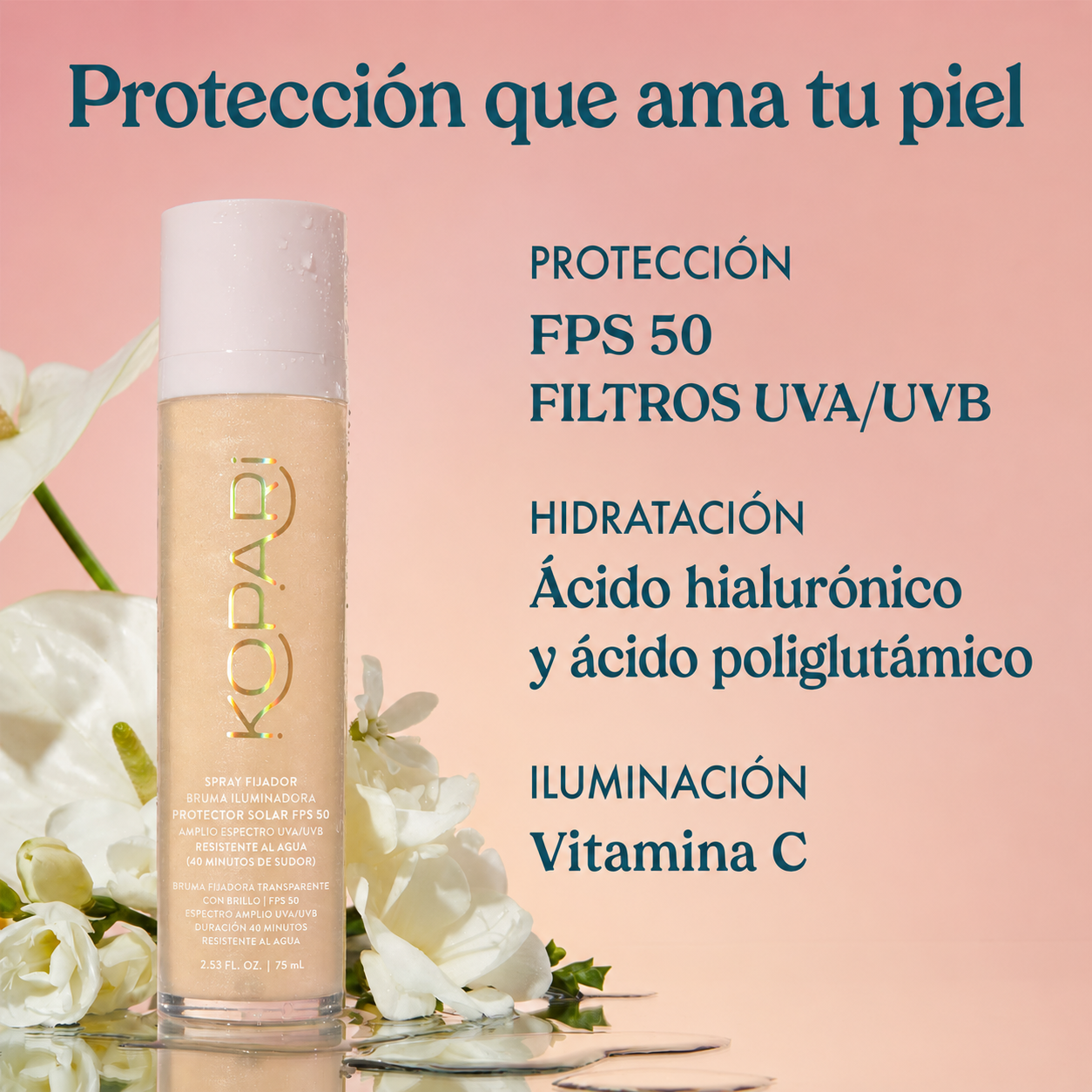 Bruma Fijadora con Glow y Protección Solar 50 SPF Kopari - Ziora