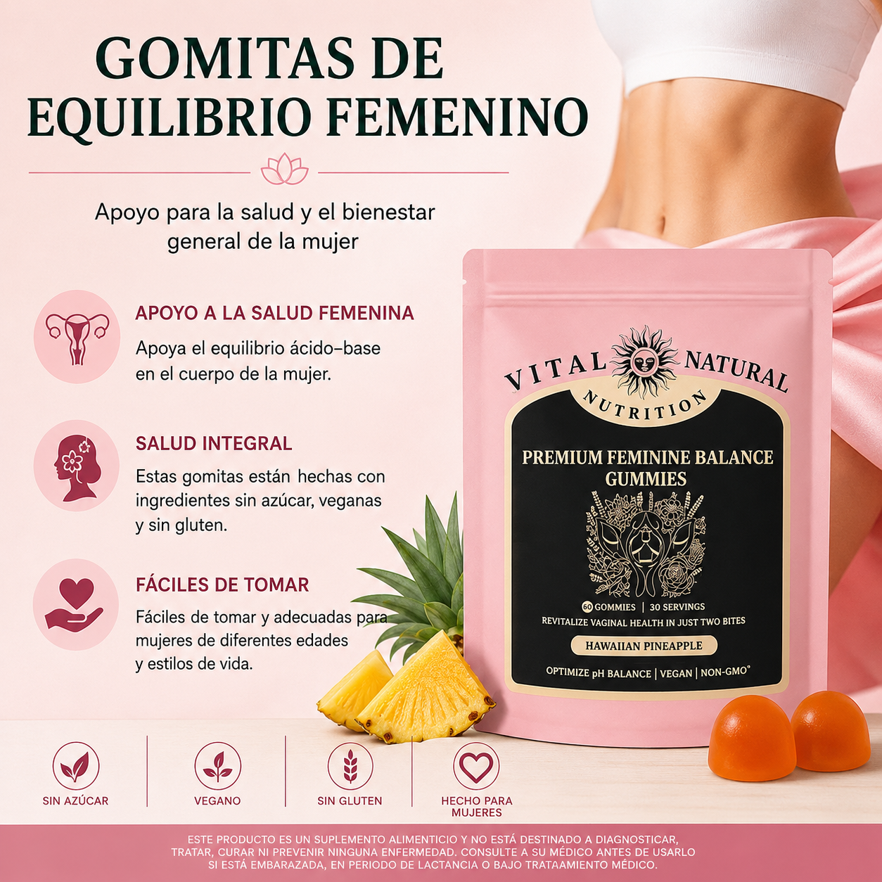 Suplemento para el equilibrio femenino Sabor Piña - Ziora